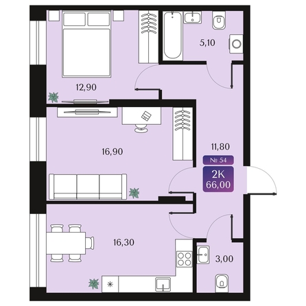 
  Продается 2-комн. квартира, 66 м², ЖК Северное Сияние Премиум
. Фото 1.