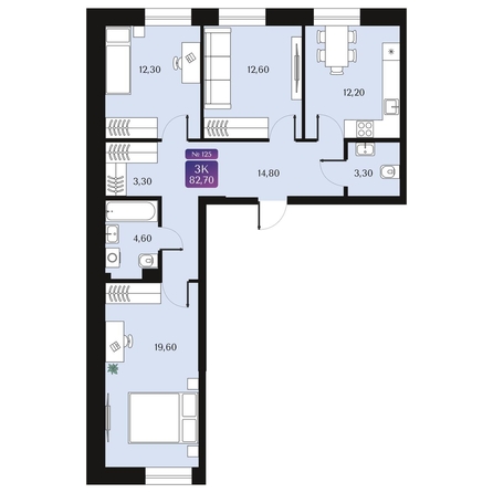 
  Продается 3-комн. квартира, 82.7 м², ЖК Северное Сияние Премиум
. Фото 1.