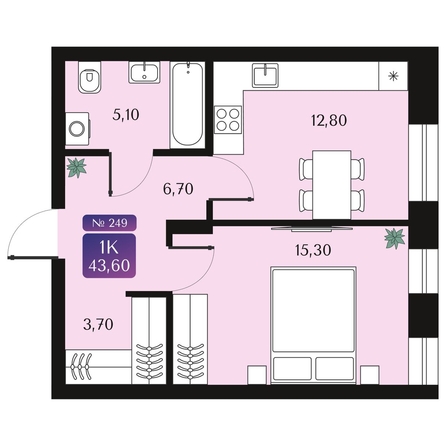 
  Продается 1-комн. квартира, 43.6 м², ЖК Северное Сияние Премиум
. Фото 1.