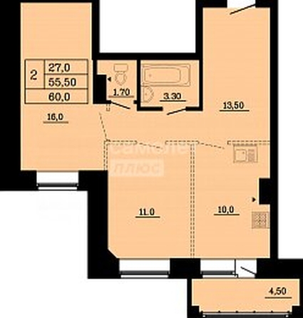
  Продается 2-комн. квартира, 60 м², ЖК Малиновского, дом 16, корпус 2, этап 1
. Фото 3.