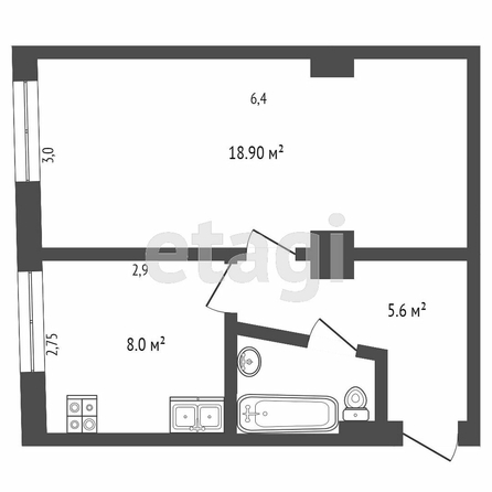 
  Продается 1-комн. квартира, 36.2 м², 20 лет РККА ул, д. 7к1
. Фото 5.