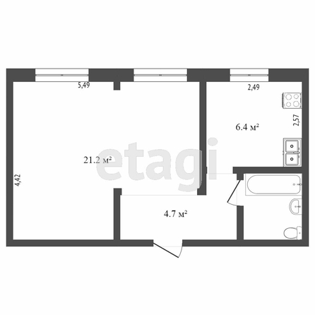 
  Продается 1-комн. квартира, 38 м², Дачная 4-я ул, д. 35
. Фото 5.