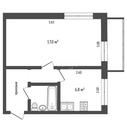 
  Продается 1-комн. квартира, 25 м², Воронкова ул, д. 3
. Фото 5.