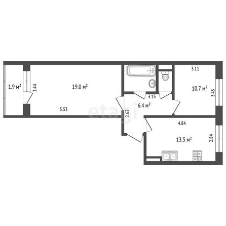 
  Продается 2-комн. квартира, 54.8 м², Космический пр-кт, д. 14Бк7
. Фото 5.