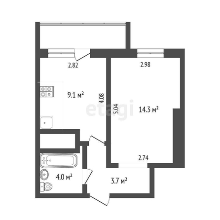 
  Продается 1-комн. квартира, 32.7 м², ЖК Кирова, очередь 1
. Фото 5.