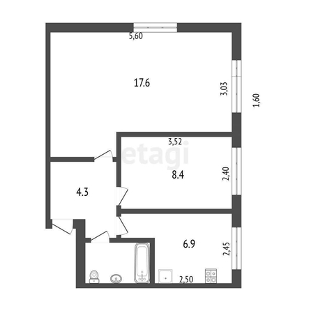 
  Продается 2-комн. квартира, 41 м², Космический пр-кт, д. 12
. Фото 5.