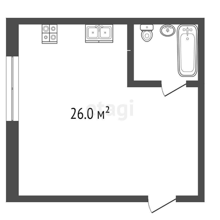 
  Продается студия, 39 м², Ленинградская 1-я ул, д. 25
. Фото 5.