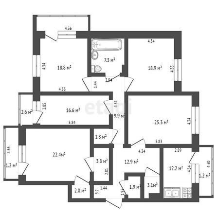 
  Продается 4-комн. квартира, 164.2 м², Арнольда Нейбута ул, д. 7
. Фото 5.
