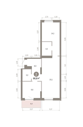 
  Продается 2-комн. квартира, 66.59 м², ЖК Кварталы Драверта, дом 3
. Фото 1.