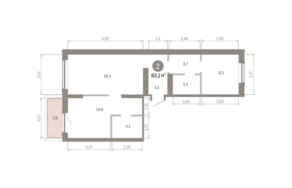 
  Продается 2-комн. квартира, 63.07 м², ЖК Кварталы Драверта, дом 3
. Фото 1.