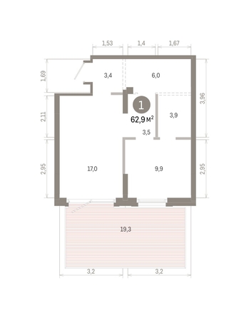 
  Продается 1-комн. квартира, 62.9 м², ЖК Кварталы Драверта, дом 3
. Фото 1.