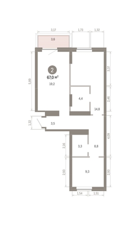 
  Продается 2-комн. квартира, 66.98 м², ЖК Кварталы Драверта, дом 3
. Фото 1.
