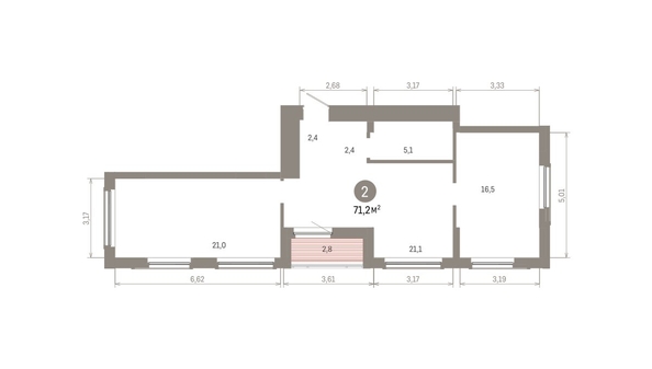 
  Продается 2-комн. квартира, 71.2 м², ЖК Кварталы Драверта, дом 6
. Фото 1.