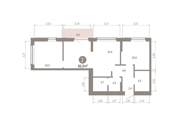 
  Продается 2-комн. квартира, 61.52 м², ЖК Кварталы Драверта, дом 6
. Фото 1.