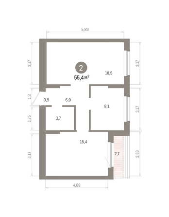 
  Продается 2-комн. квартира, 55.38 м², ЖК Кварталы Драверта, дом 6
. Фото 1.