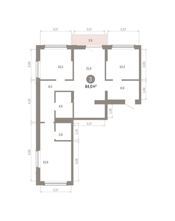 
  Продается 3-комн. квартира, 83.98 м², ЖК Кварталы Драверта, дом 6
. Фото 1.