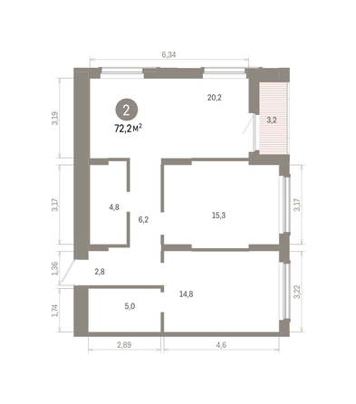 
  Продается 2-комн. квартира, 72.18 м², ЖК Кварталы Драверта, дом 6
. Фото 1.