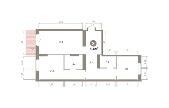 
  Продается 2-комн. квартира, 71.78 м², ЖК Кварталы Драверта, дом 3
. Фото 1.