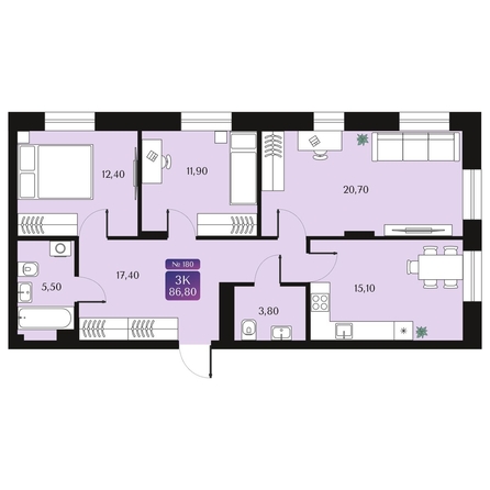 
  Продается 3-комн. квартира, 86.8 м², ЖК Северное Сияние Премиум
. Фото 1.