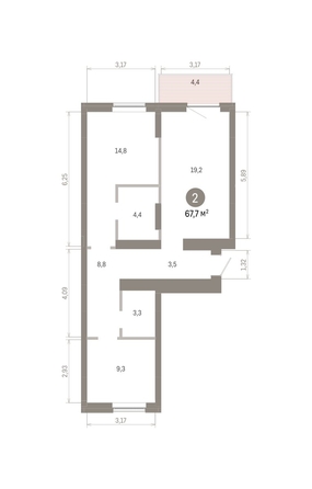 
  Продается 2-комн. квартира, 67.69 м², ЖК Кварталы Драверта, дом 3
. Фото 1.