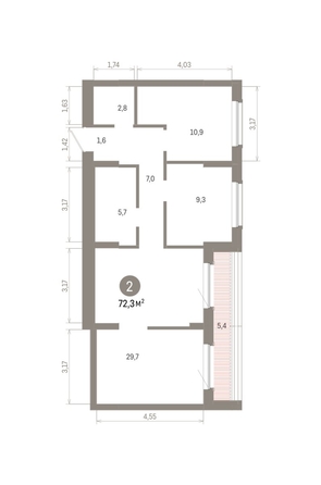 
  Продается 2-комн. квартира 72.28 м², в ЖК Кварталы Драверта, дом 6. Фото 1.