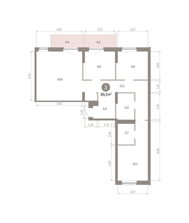 
  Продается 3-комн. квартира 95.53 м², в ЖК Кварталы Драверта, дом 3. Фото 1.