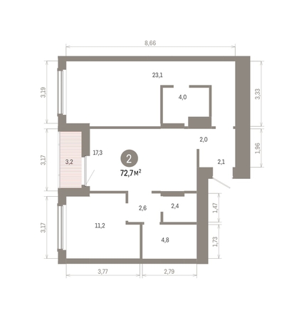 
  Продается 2-комн. квартира 72.67 м², в ЖК Кварталы Драверта, дом 6. Фото 3.