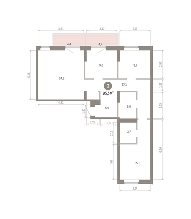 
  Продается 3-комн. квартира 95.53 м², в ЖК Кварталы Драверта, дом 3. Фото 1.