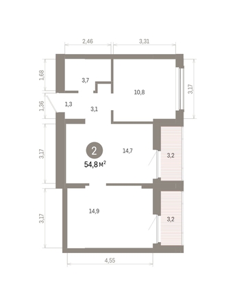 
  Продается 2-комн. квартира 54.83 м², в ЖК Кварталы Драверта, дом 6. Фото 1.