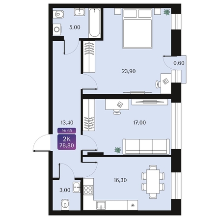 
  Продается 2-комн. квартира 78.8 м², в ЖК Северное Сияние Премиум. Фото 1.