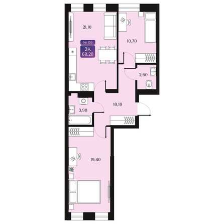 
  Продается 2-комн. квартира 68.2 м², в ЖК Северное Сияние Премиум. Фото 1.