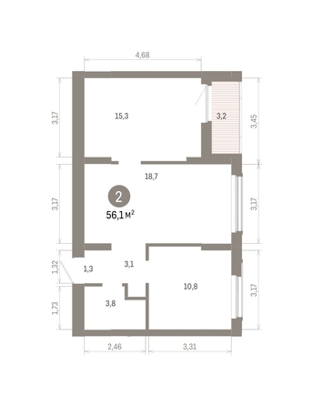 
  Продается 2-комн. квартира 56.09 м², в ЖК Кварталы Драверта, дом 6. Фото 1.