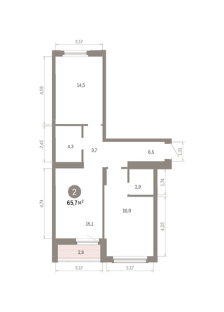 
  Продается 2-комн. квартира 65.73 м², в ЖК Кварталы Драверта, дом 6. Фото 1.