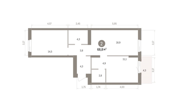 
  Продается 2-комн. квартира 68.8 м², в ЖК Кварталы Драверта, дом 4. Фото 1.
