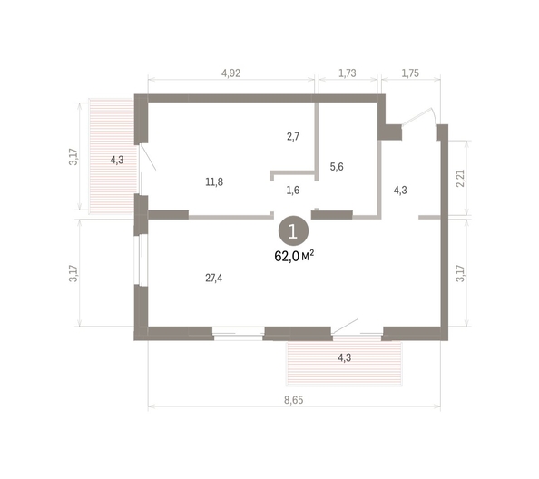 
  Продается 1-комн. квартира 61.99 м², в ЖК Кварталы Драверта, дом 4. Фото 2.