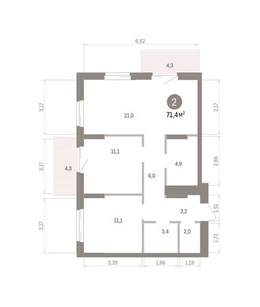 
  Продается 2-комн. квартира 71.37 м², в ЖК Кварталы Драверта, дом 4. Фото 1.