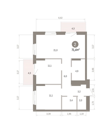 
  Продается 2-комн. квартира 71.37 м², в ЖК Кварталы Драверта, дом 4. Фото 1.