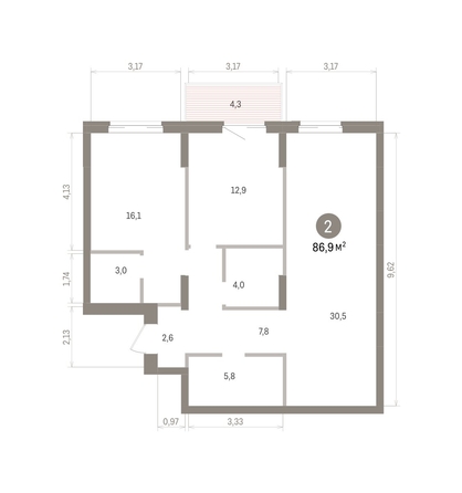 
  Продается 2-комн. квартира 86.94 м², в ЖК Кварталы Драверта, дом 4. Фото 2.