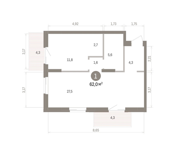 
  Продается 1-комн. квартира 61.99 м², в ЖК Кварталы Драверта, дом 4. Фото 4.