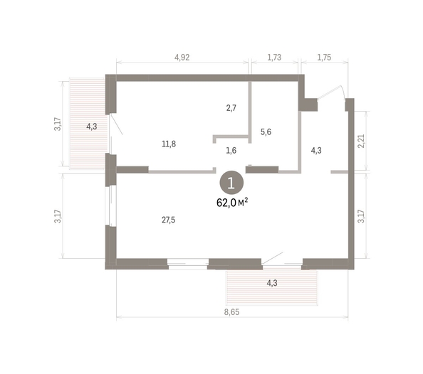 
  Продается 1-комн. квартира 61.99 м², в ЖК Кварталы Драверта, дом 4. Фото 4.