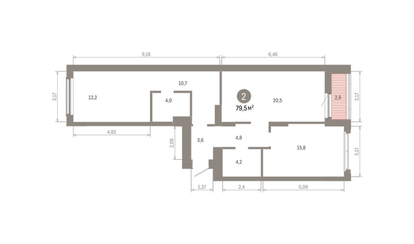 
  Продается 2-комн. квартира 79.46 м², в ЖК Кварталы Драверта, дом 6. Фото 1.