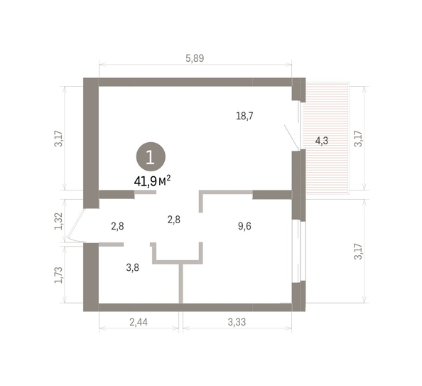 
  Продается 1-комн. квартира 41.88 м², в ЖК Кварталы Драверта, дом 4. Фото 1.