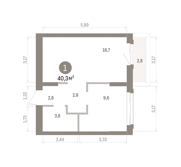 
  Продается 1-комн. квартира 40.33 м², в ЖК Кварталы Драверта, дом 4. Фото 1.