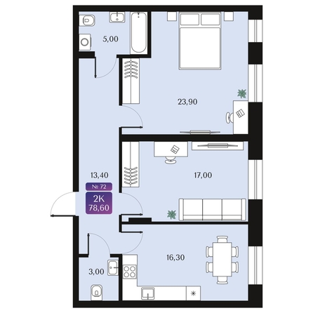 
  Продается 2-комн. квартира 78.6 м², в ЖК Северное Сияние Премиум. Фото 1.