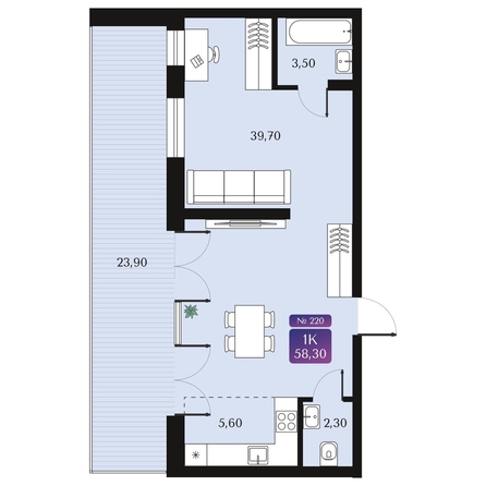 
  Продается 1-комн. квартира 58.3 м², в ЖК Северное Сияние Премиум. Фото 1.