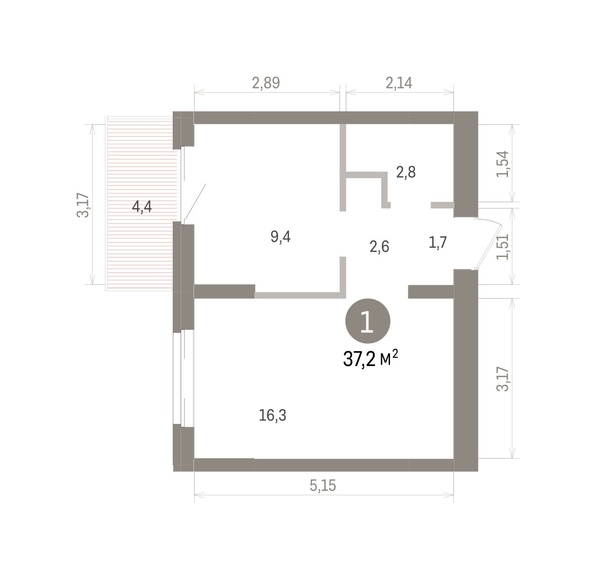 
  Продается 1-комн. квартира 37.21 м², в ЖК Кварталы Драверта, дом 4. Фото 1.
