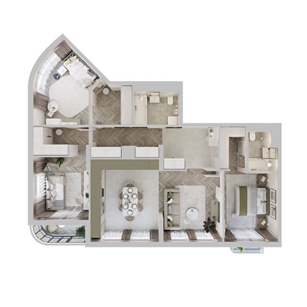 
  Продается 3-комн. квартира 109.7 м², в ЖК ЦЕНТР-ПАРК на Волочаевской. Фото 6.