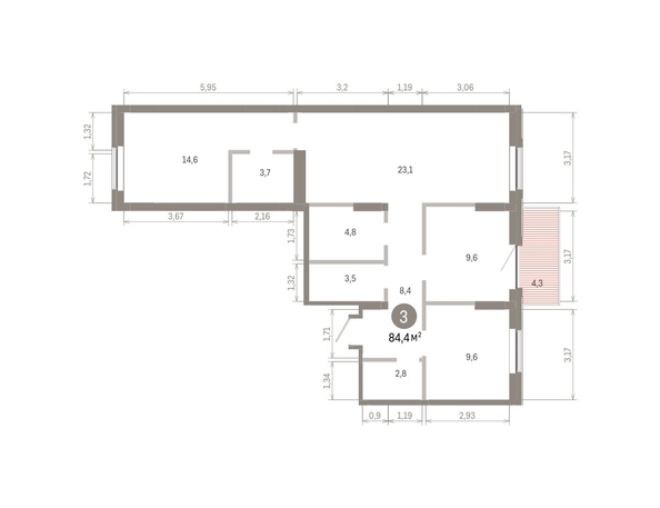 
  Продается 3-комн. квартира 84.37 м², в ЖК Кварталы Драверта, дом 3. Фото 1.