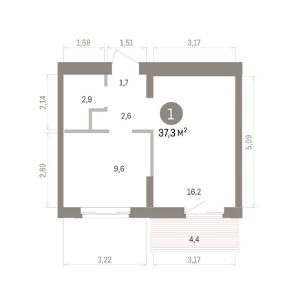 
  Продается 1-комн. квартира 37.25 м², в ЖК Кварталы Драверта, дом 4. Фото 1.