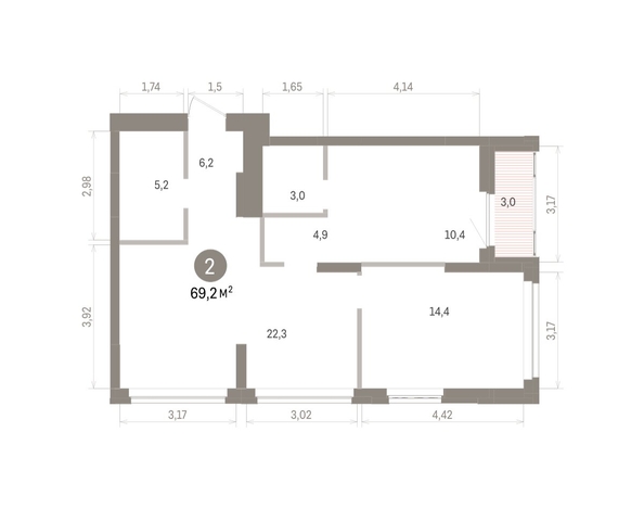 
  Продается 2-комн. квартира 69.15 м², в ЖК Кварталы Драверта, дом 5. Фото 1.